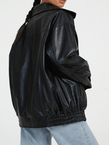 Veste de motard oversize zippée