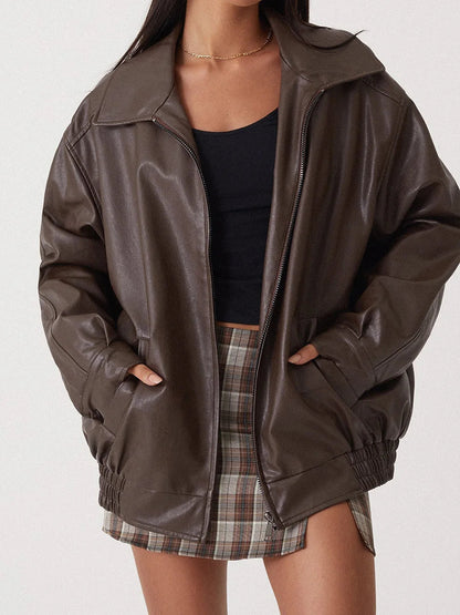 Veste de motard oversize zippée