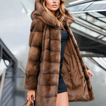 Kunstpelz Trenchcoat Damen Elegant - IdealeKleiden