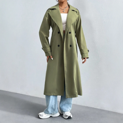 Long Trench-coat Femme Elégant Boutons