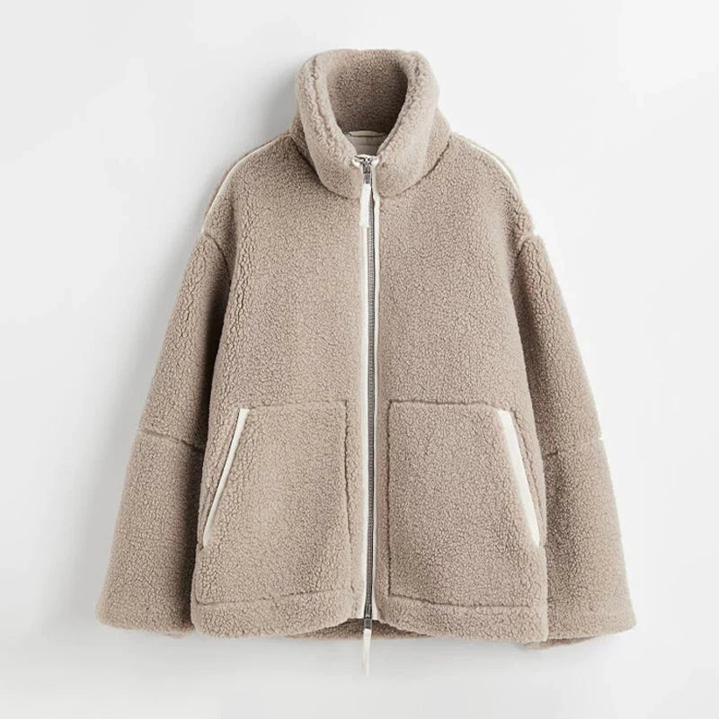 Veste Teddy pour femme, chaude, en peluche
