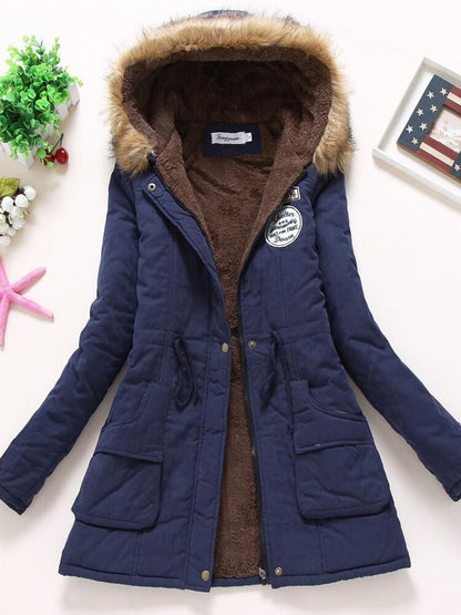 Parka d'hiver Chaud Capuche Fourrure