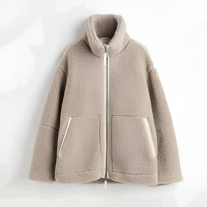 Veste en sherpa douce zippée pour femme Hiver