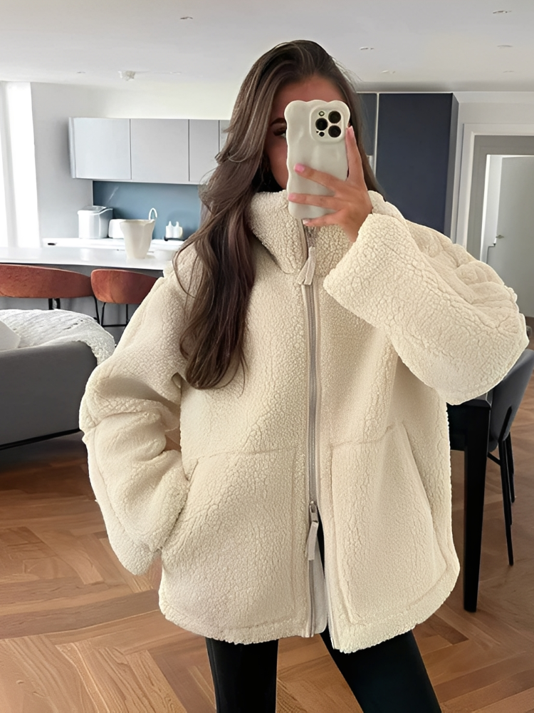 Manteau oversize doux en teddy
