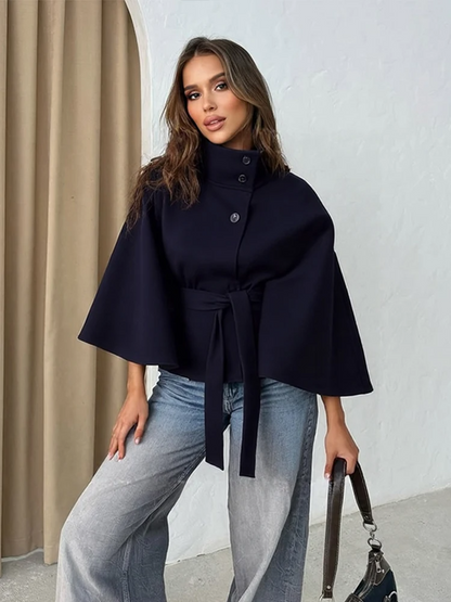 Manteau cape d'hiver pour femme en laine mélangée Coupe ample