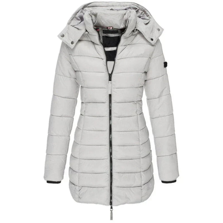 Veste à capuche femme mi-longue coupe ajustée