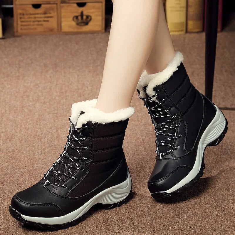 Bottes d'hiver imperméables femme fausse fourrure