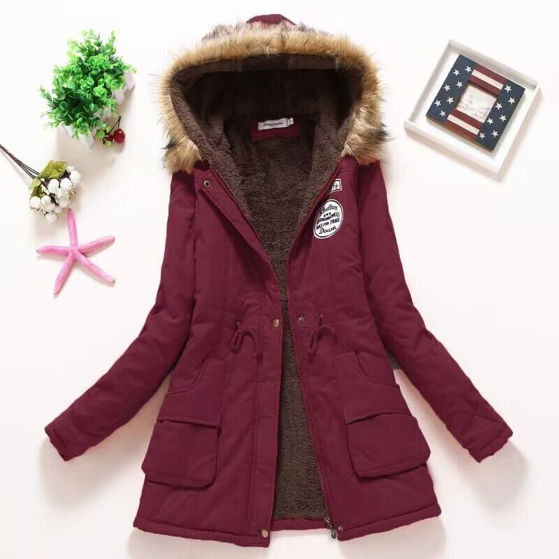 Parka d'hiver Chaud Capuche Fourrure