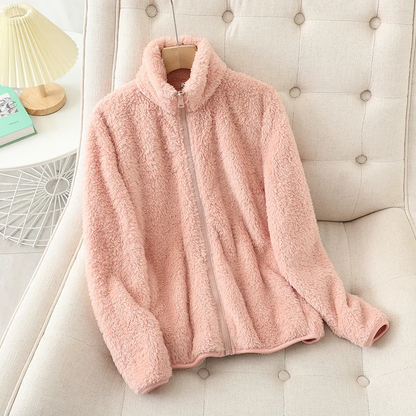 Veste polaire douce rouge corail coupe ample