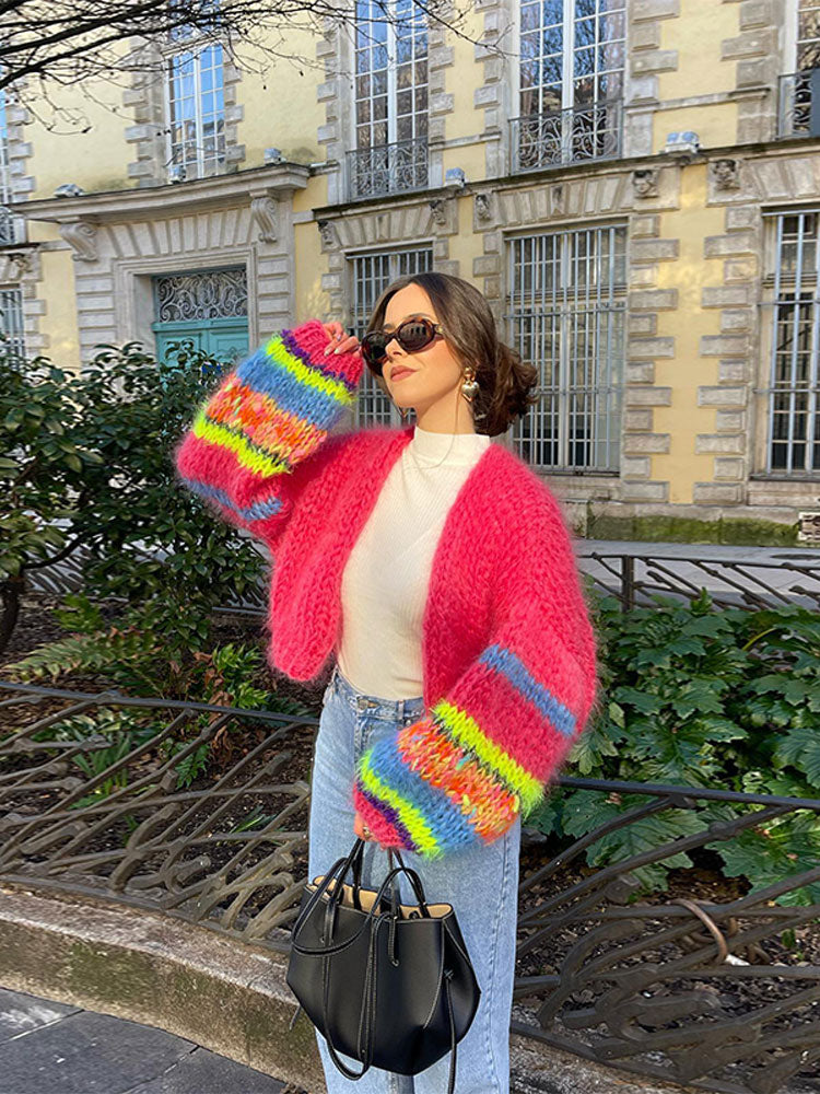 Cardigan patchwork coloré pour femme