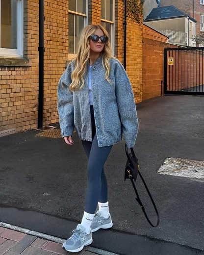 Grand blouson bombardier polaire softshell surdimensionné