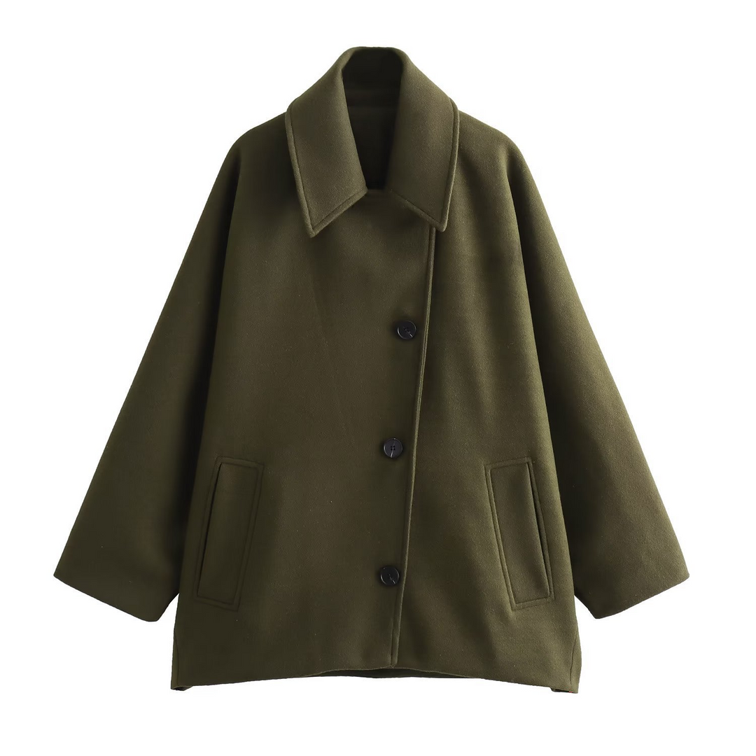 Manteau surdimensionné pour femme en laine avec manches chauve-souris