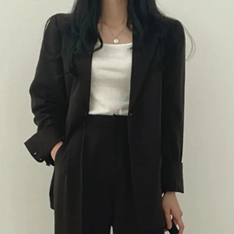 Ensemble Business Femme - Blazer Uni & Pantalon Droit