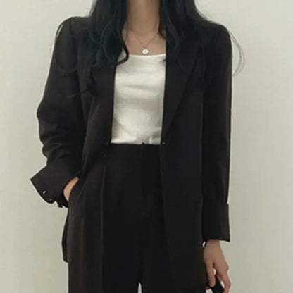 Ensemble Business Femme - Blazer Uni & Pantalon Droit