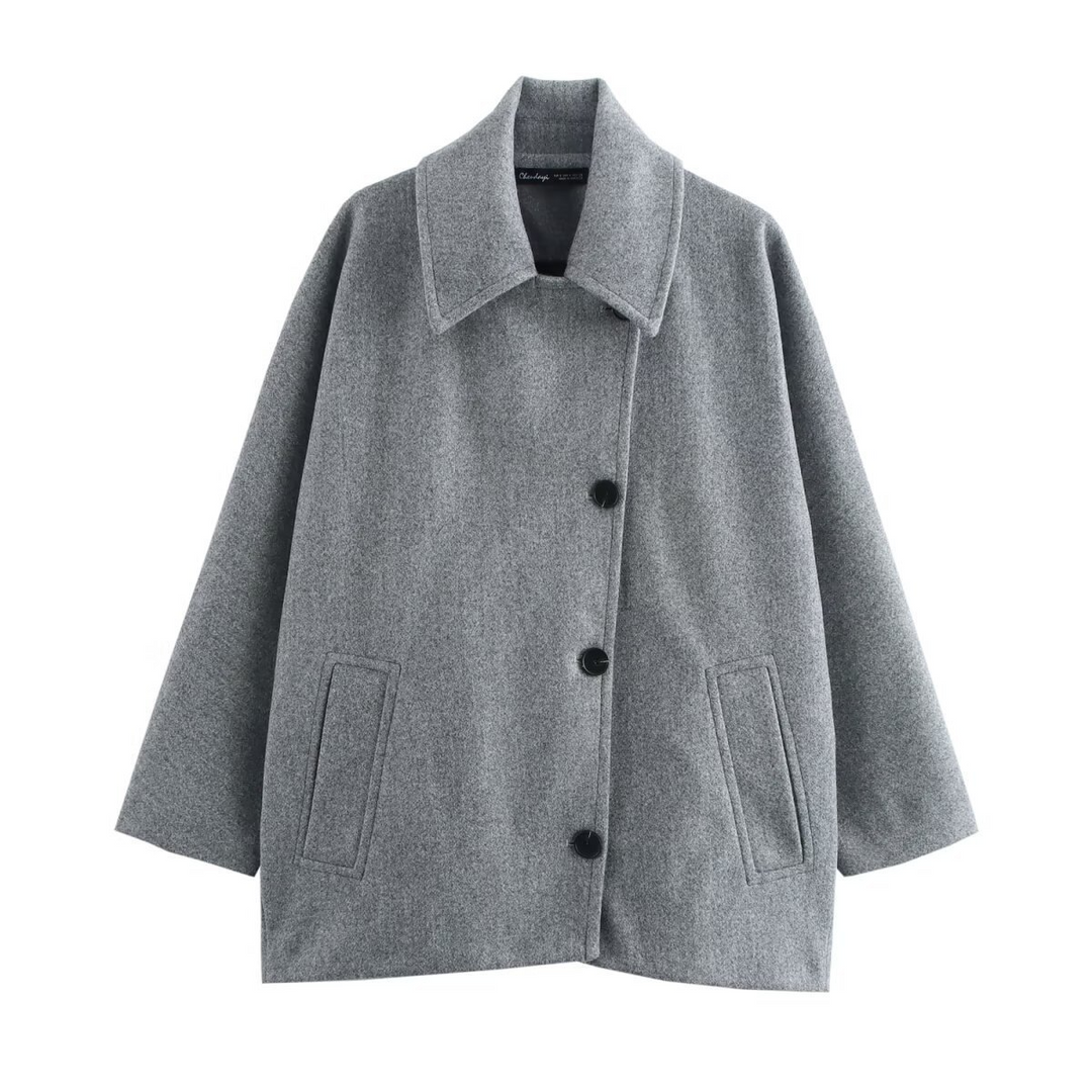 Manteau surdimensionné pour femme en laine avec manches chauve-souris