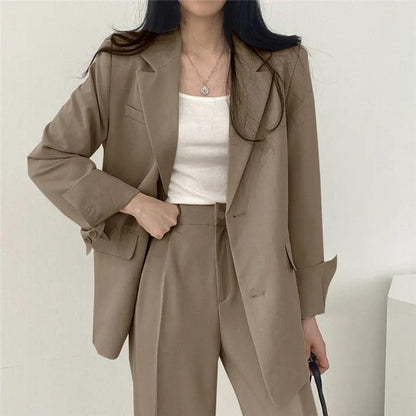 Ensemble tailleur-pantalon femme, blazer long élégant et moderne