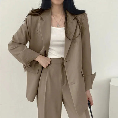 Ensemble Business Femme - Blazer Uni & Pantalon Droit