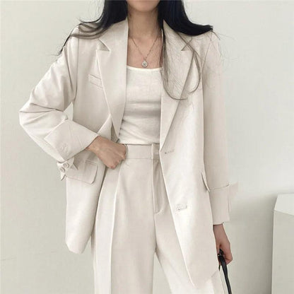 Ensemble tailleur-pantalon femme, blazer long élégant et moderne