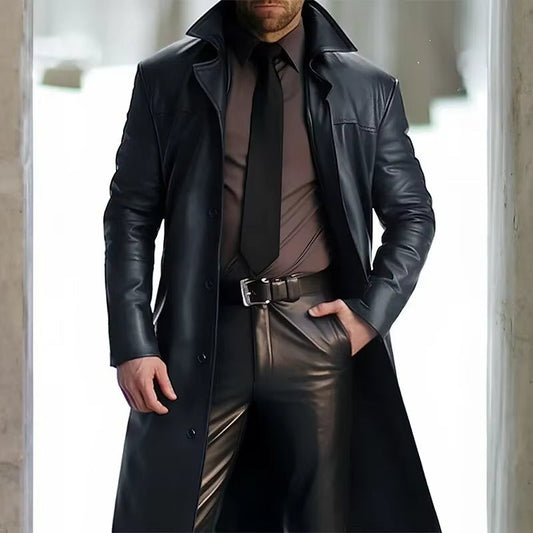 Herren Wintermantel Lang Knopfleiste Elegance - IdealeKleiden