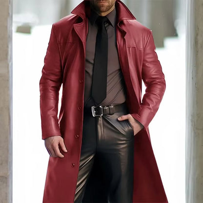 Manteau d'hiver long pour homme, boutonné, élégant