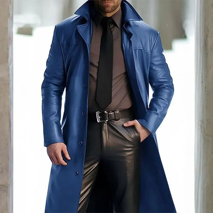 Manteau d'hiver long pour homme, boutonné, élégant