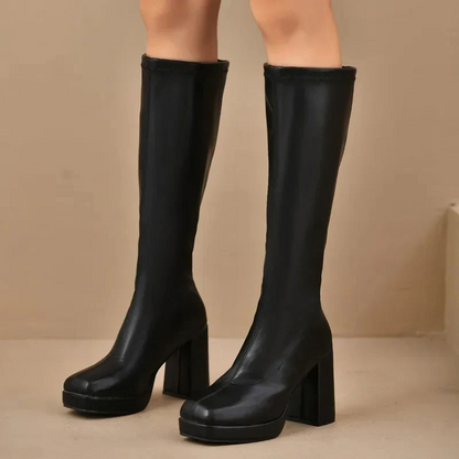 Chaussures pour femmes Bottines stretch Plateforme Talon carré