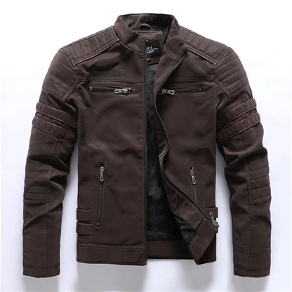Motorradjacke Slim Fit Fleece gefüttert Reißverschluss - IdealeKleiden