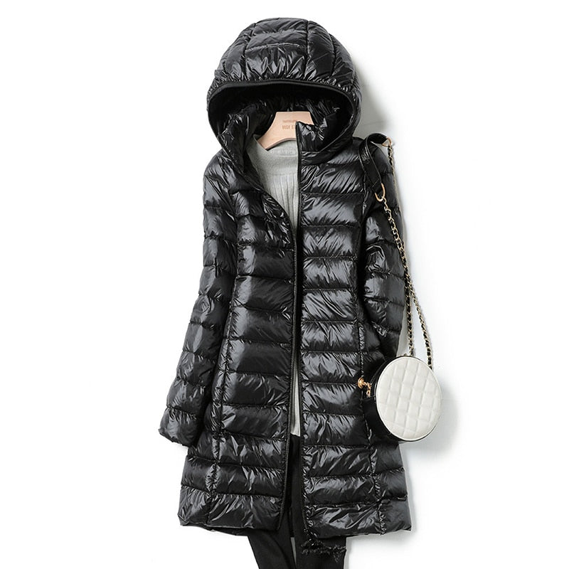 Doudoune Femme - Matelassée Chaude avec Capuche Mi-longue