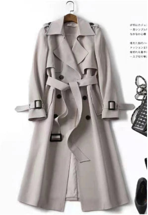 Rubinrote Doppelreihen-Mantel Elegant Damen - IdealeKleiden