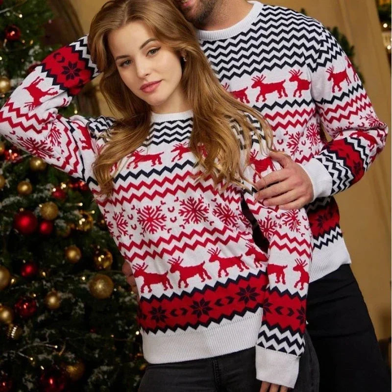 Pull de Noël unisexe en coton festif