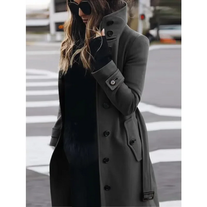 Manteau élégant pour femme Coupe ajustée Laine Long
