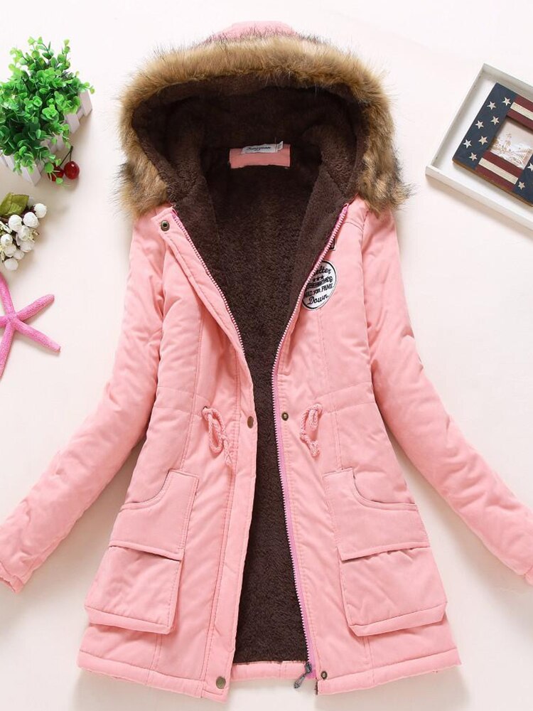 Parka d'hiver Chaud Capuche Fourrure