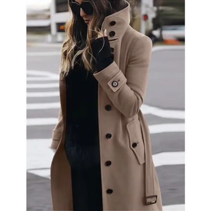 Manteau élégant pour femme Coupe ajustée Laine Long