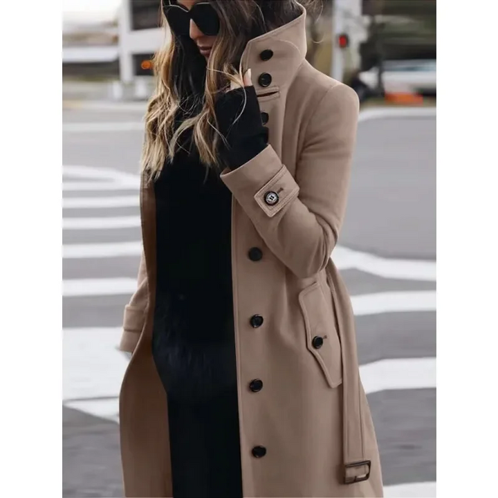 Manteau élégant pour femme Coupe ajustée Laine Long