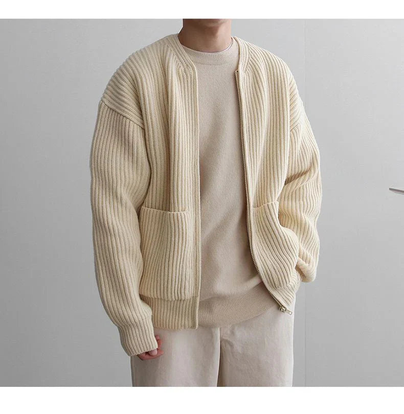 Herren Strickjacke Reißverschluss Vordertaschen - IdealeKleiden