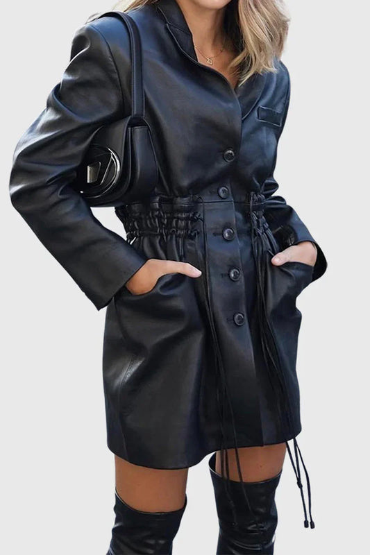 Lange Damenjacke Mit Taschen - IdealeKleiden