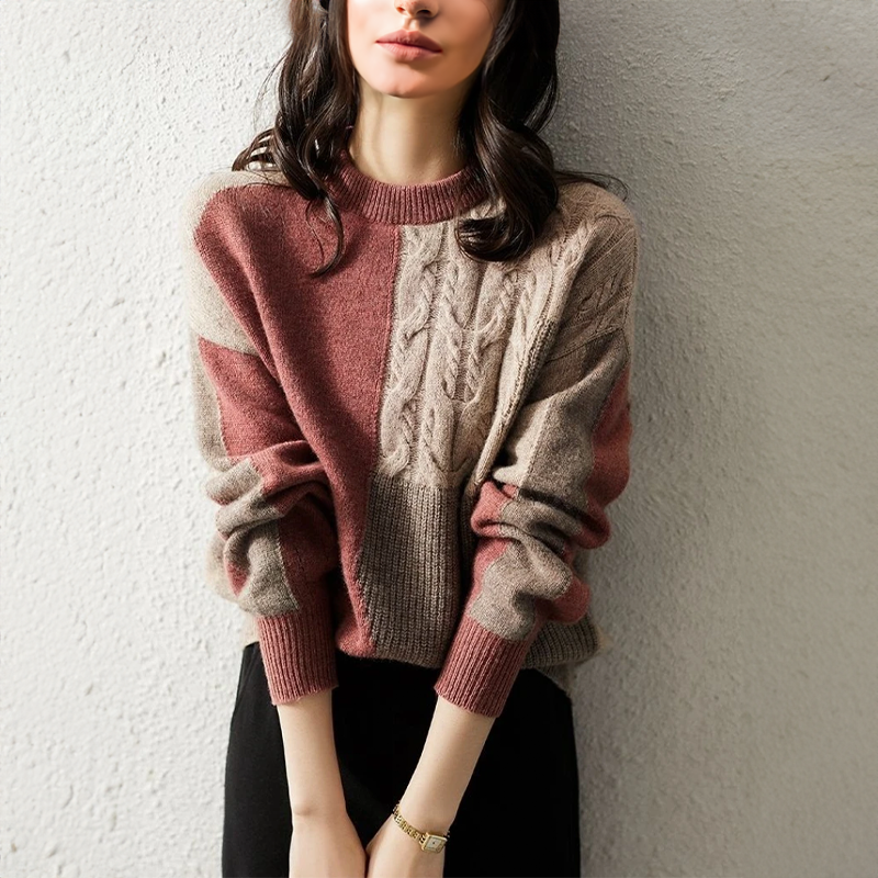 Pull doux pour femme, manches longues, col rond