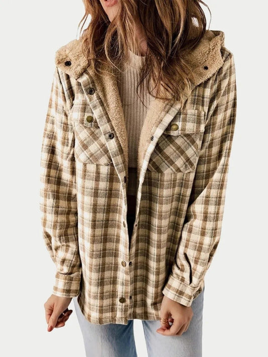 Damen Steppjacke Kapuze Modern Knöpfe - IdealeKleiden