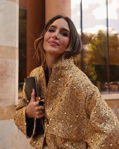 Veste d'automne femme dorée élégante