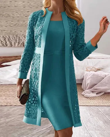 Gilet élégant pour femme 2 pièces effet dentelle