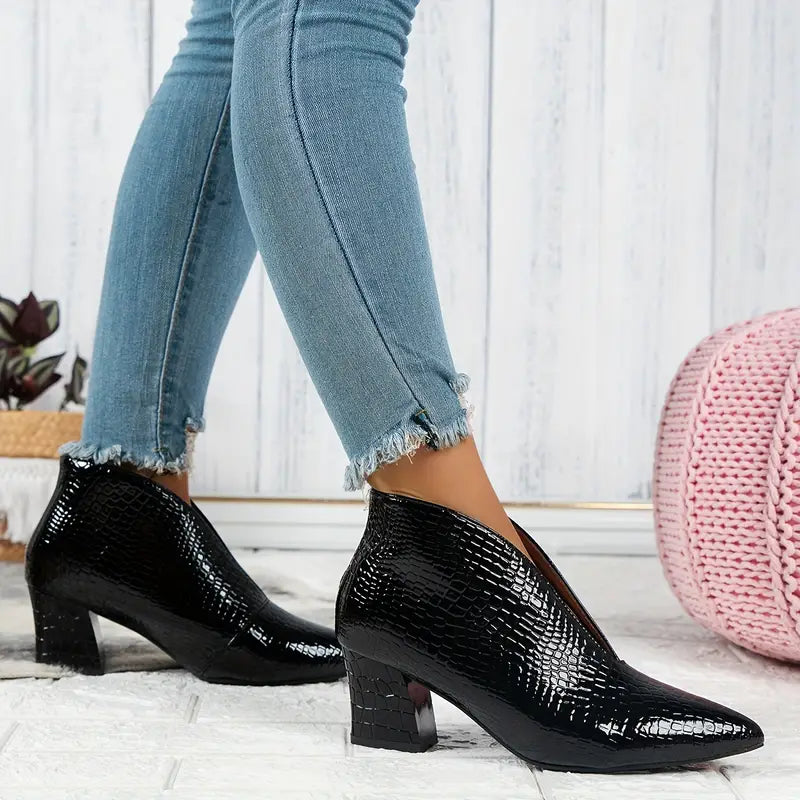 Bottines brillantes motif croco élégantes