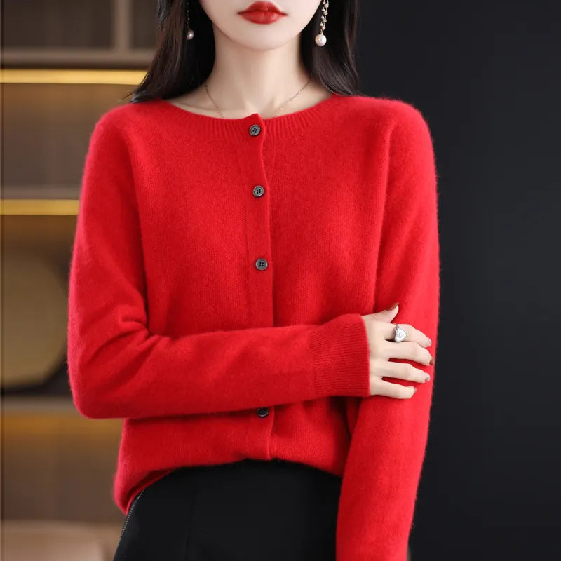 Cardigan en laine pour femmes Doux Élégant Automne Hiver