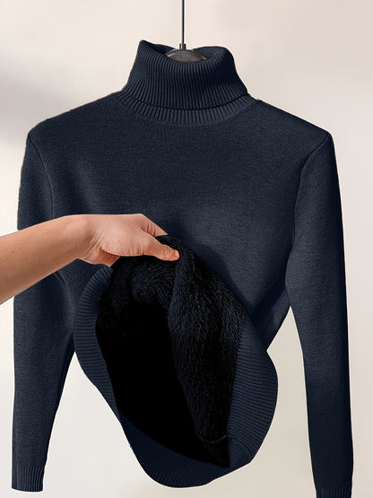 Pull-over d'hiver à col roulé doux et chaud