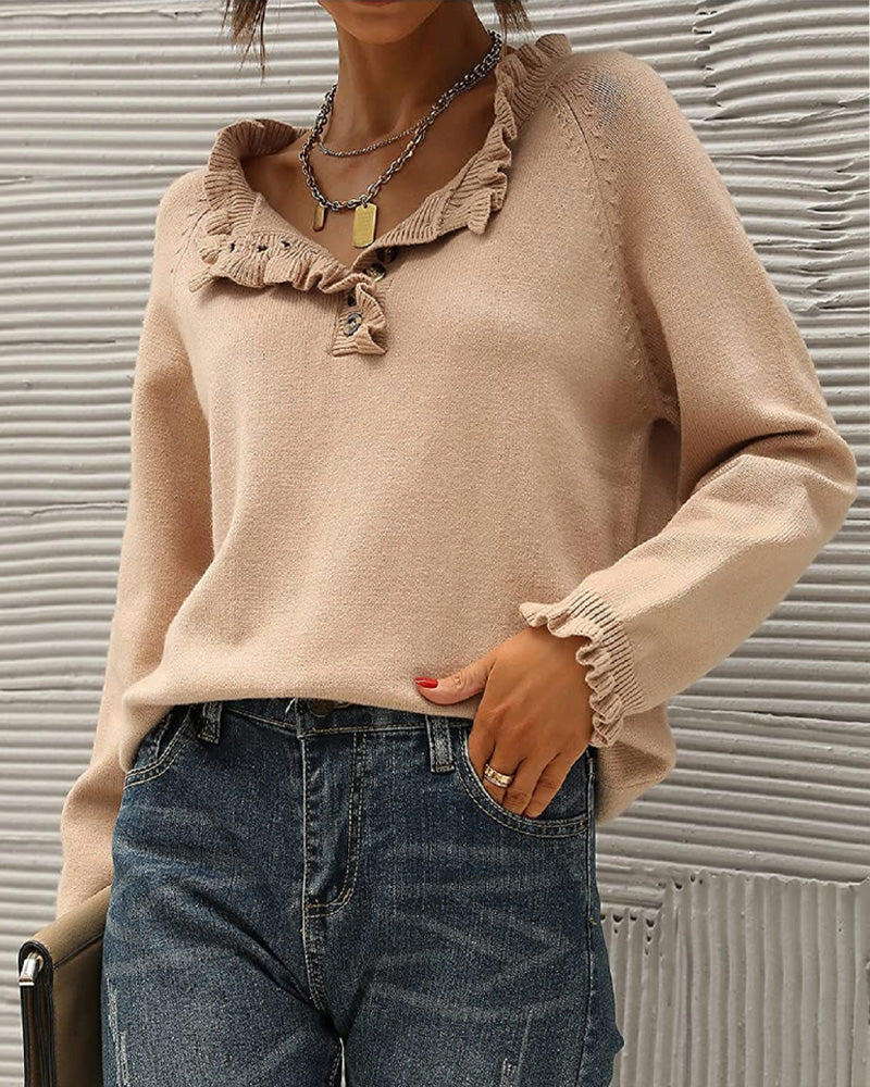 Pull uni élégant avec détail volanté