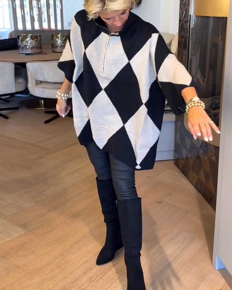 Chemise élégante à col montant motif Argyle