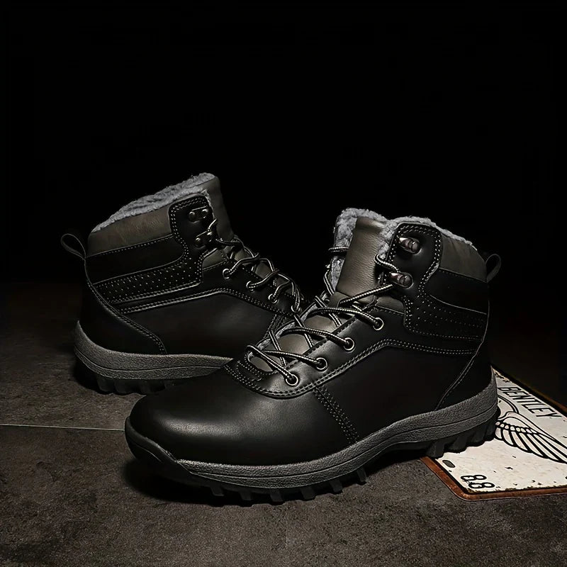 Bottes d'hiver pour hommes en cuir style vintage