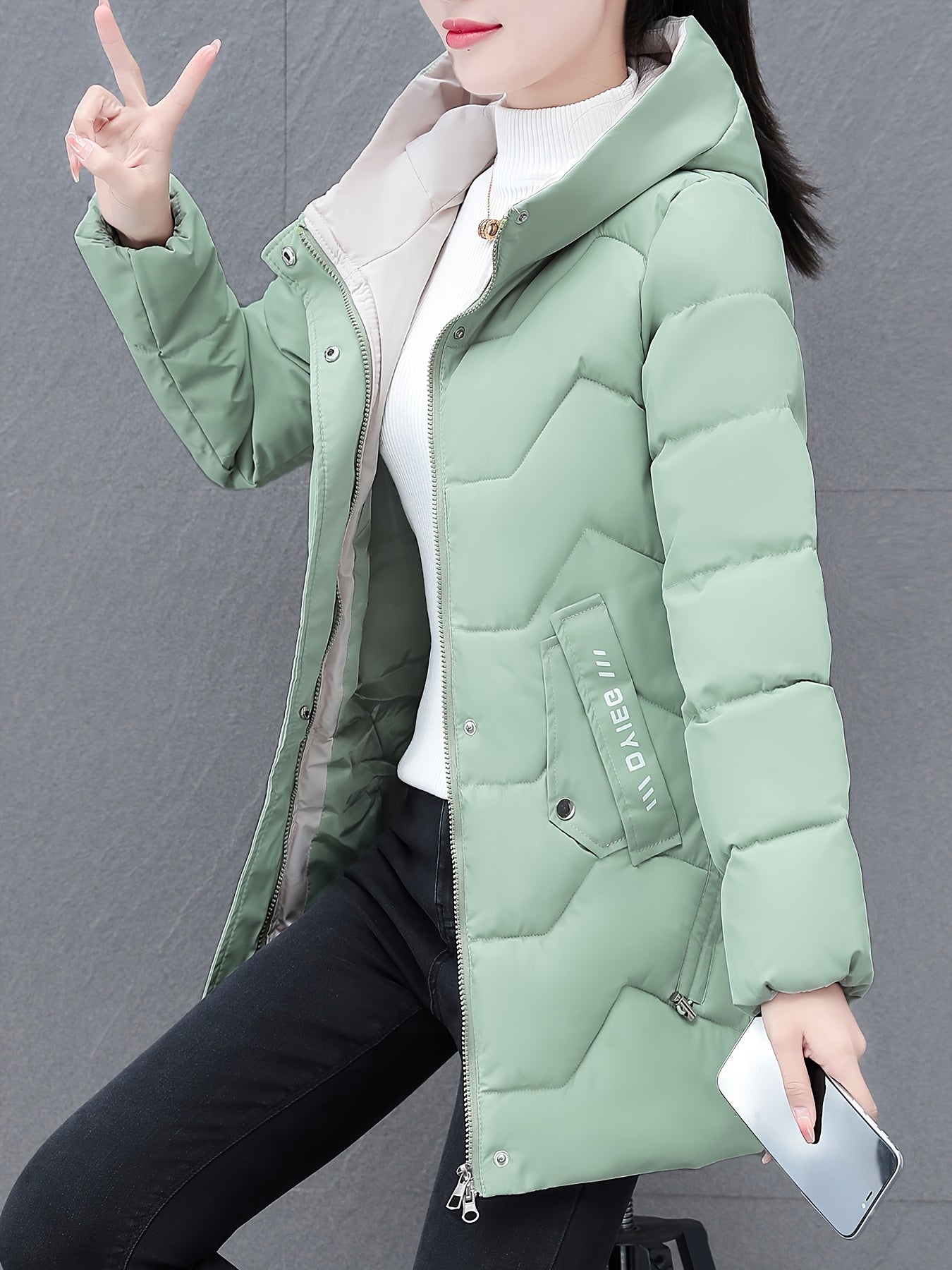 Veste d'hiver mi-longue rembourrée chaude pour femmes