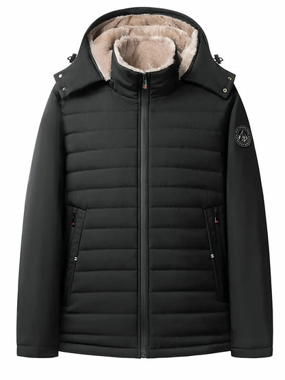 Veste d'hiver homme chaude matelassée polaire capuche