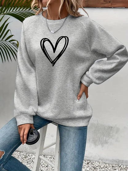 Pull élégant motif cœur pour femme