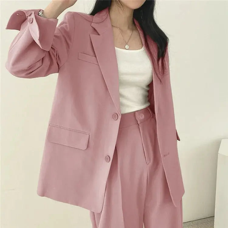 Ensemble Business Femme - Blazer Uni & Pantalon Droit